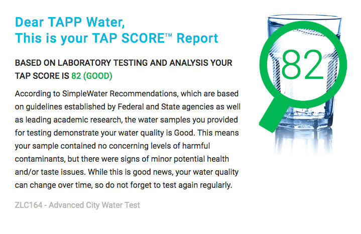 SimpleWater Independent Lab test TAPP 2 before filtering